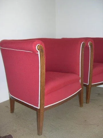 Fauteuil fond suspendu Art déco tissu Sorgho de Bélinac