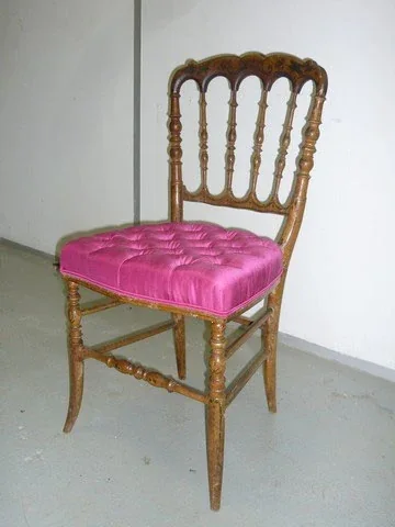 Chaise volante Napoleon III capitonnée tissu en soie Samarcande de Belinac